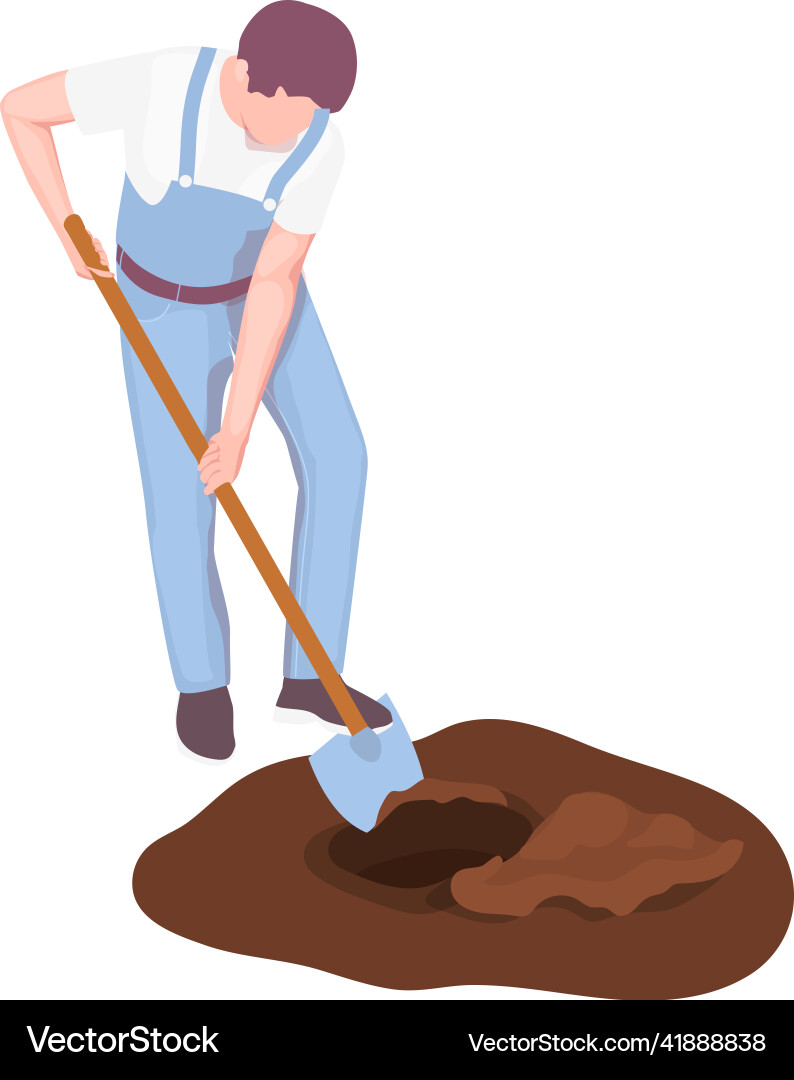 Farmer digging ground composition Royalty Free Vector Image