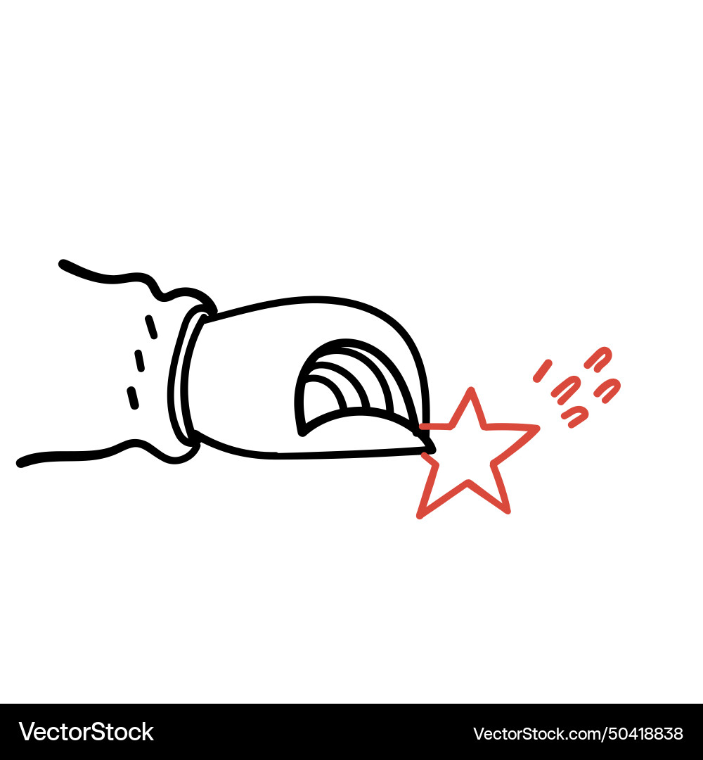 Hand drawn doodle holding star Hand drawn doodle holding star vector image