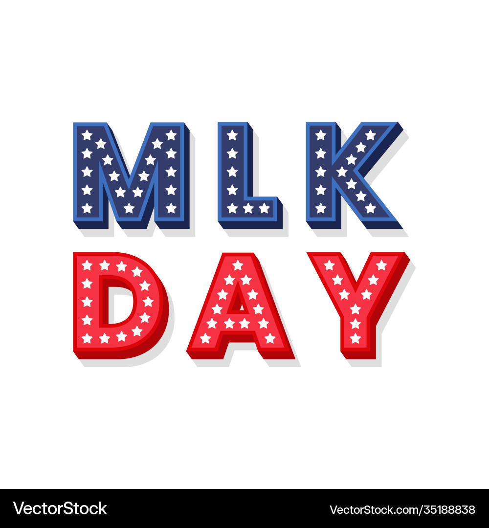 Martin luther king jr decorative dimensional text vector image