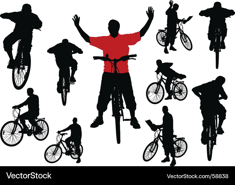 Men Riding Bikes Vector Image