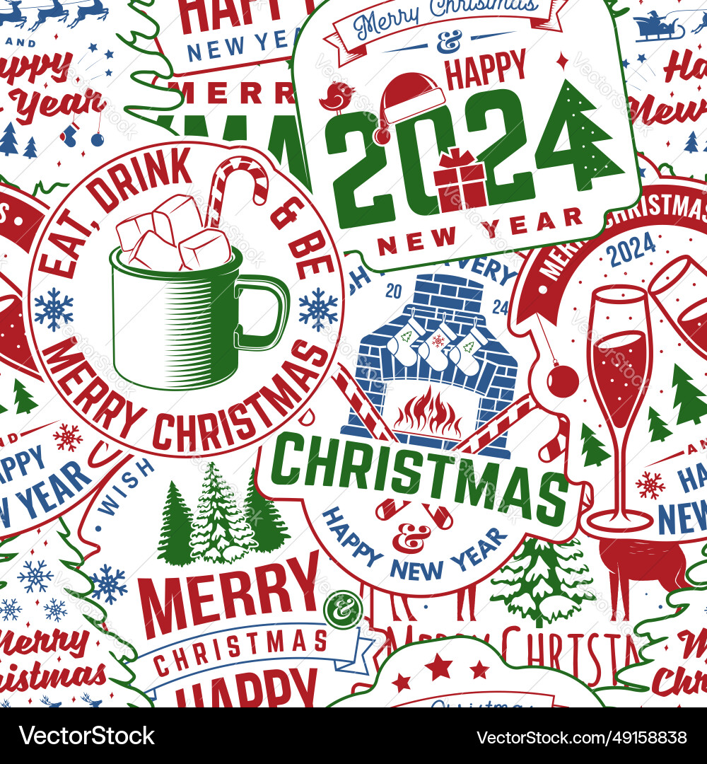 Merry christmas and happy new year 2024 seamless Merry christmas and happy new year 2024 seamless vector image
