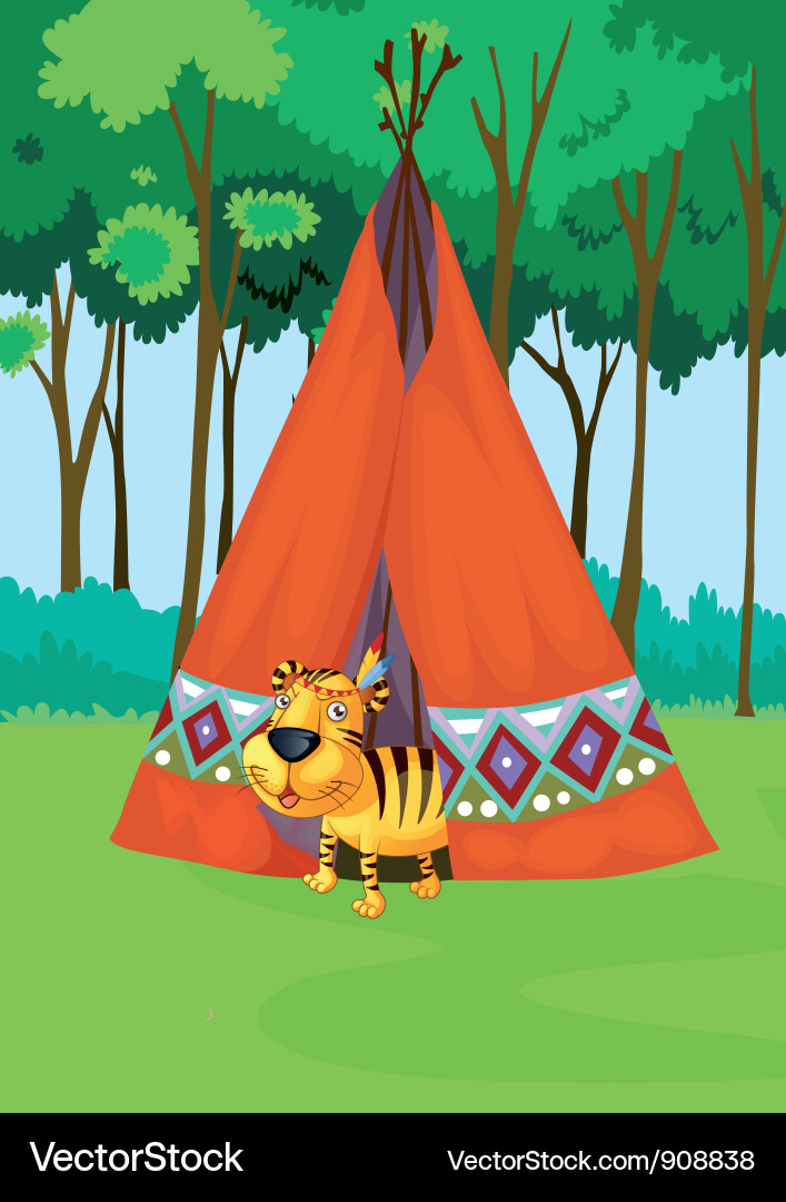 Tiger Tent Szene Vektorbild