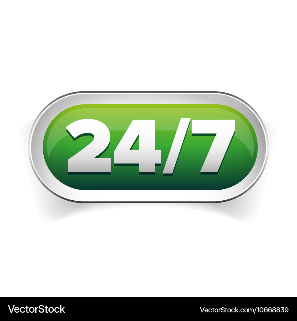 24 7 icon open hours a day and days week vector image