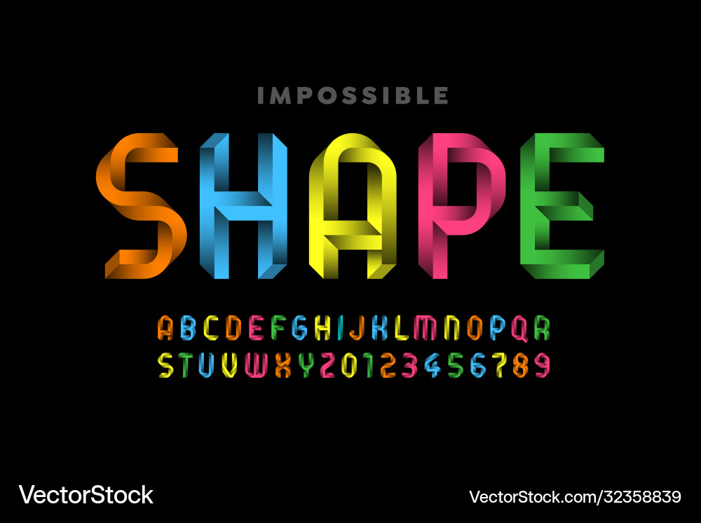 3D Impossible Shape Font vector image