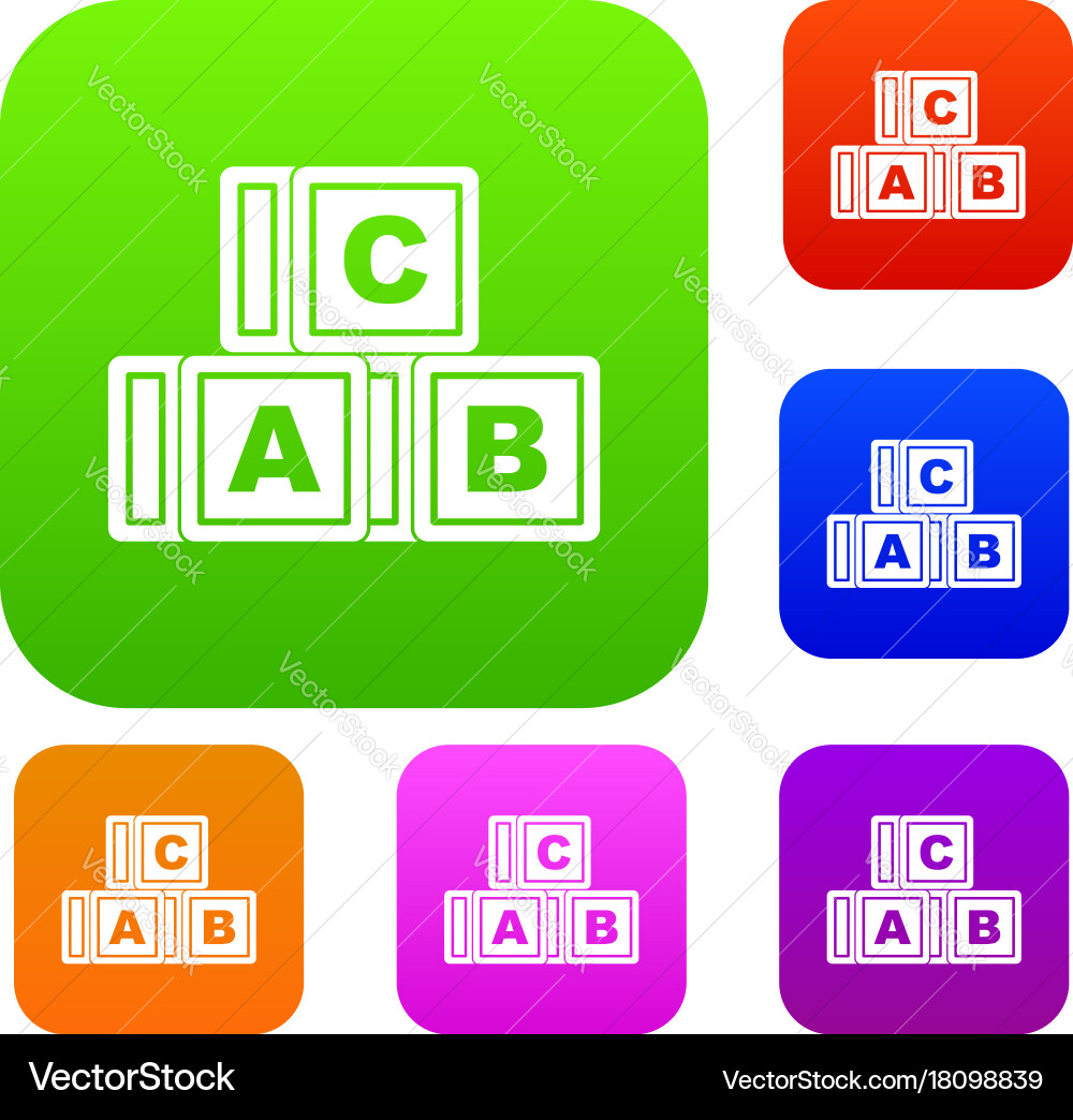 Abc cubes set color collection vector image