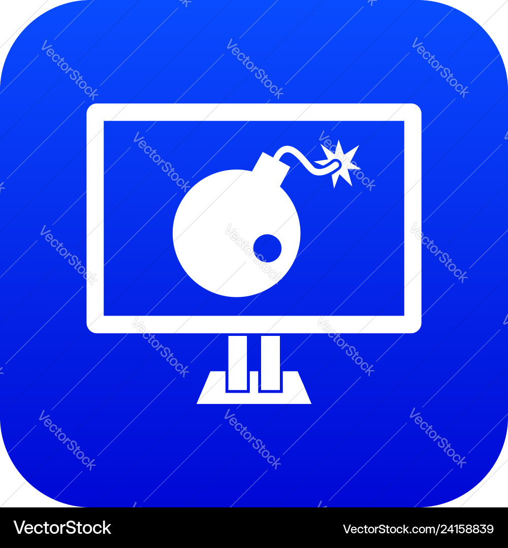 Bombe auf Computer-Monitor-Symbol digital blau Bombe auf Computer-Monitor-Symbol digital blau vektorbild