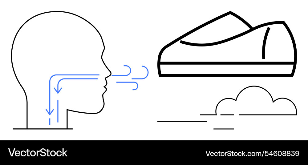 Breathing techniques for running with head outline Vector Image
