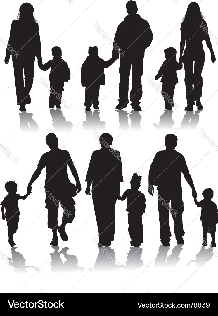 Family Silhouettes - Diverse Group vector image