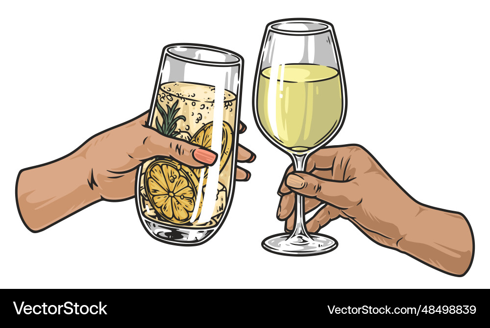 Hands with alcohol element colorful Hands with alcohol element colorful vector image