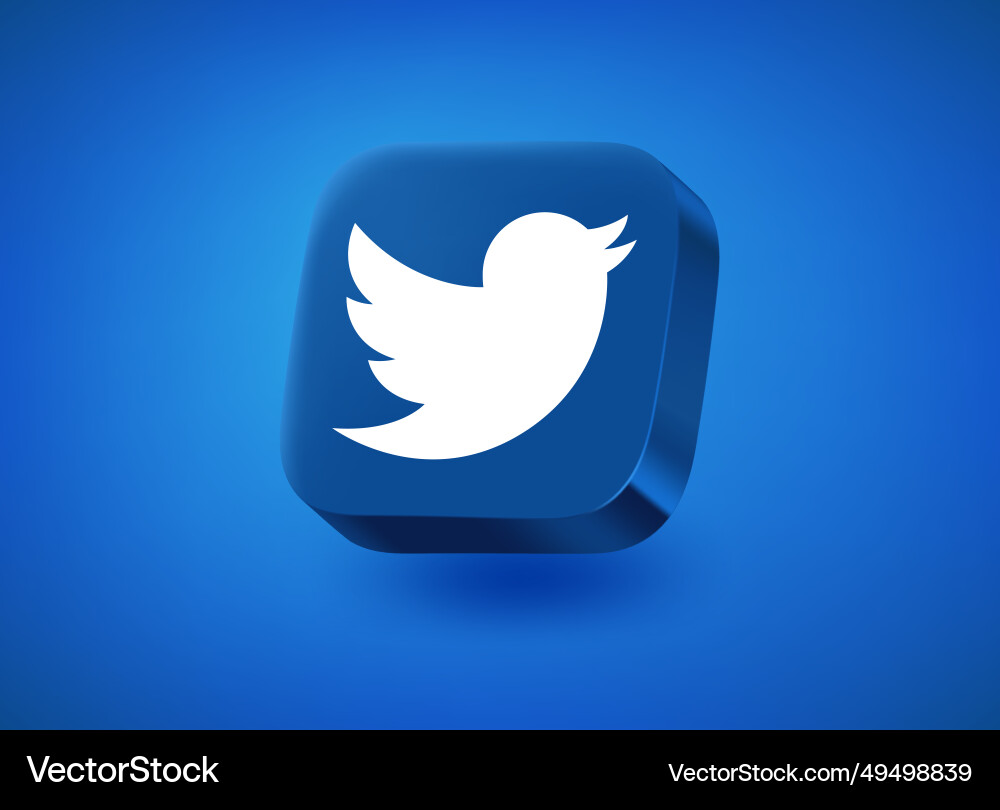 Old logotype of twitter app with bird 3d Old logotype of twitter app with bird 3d vector image