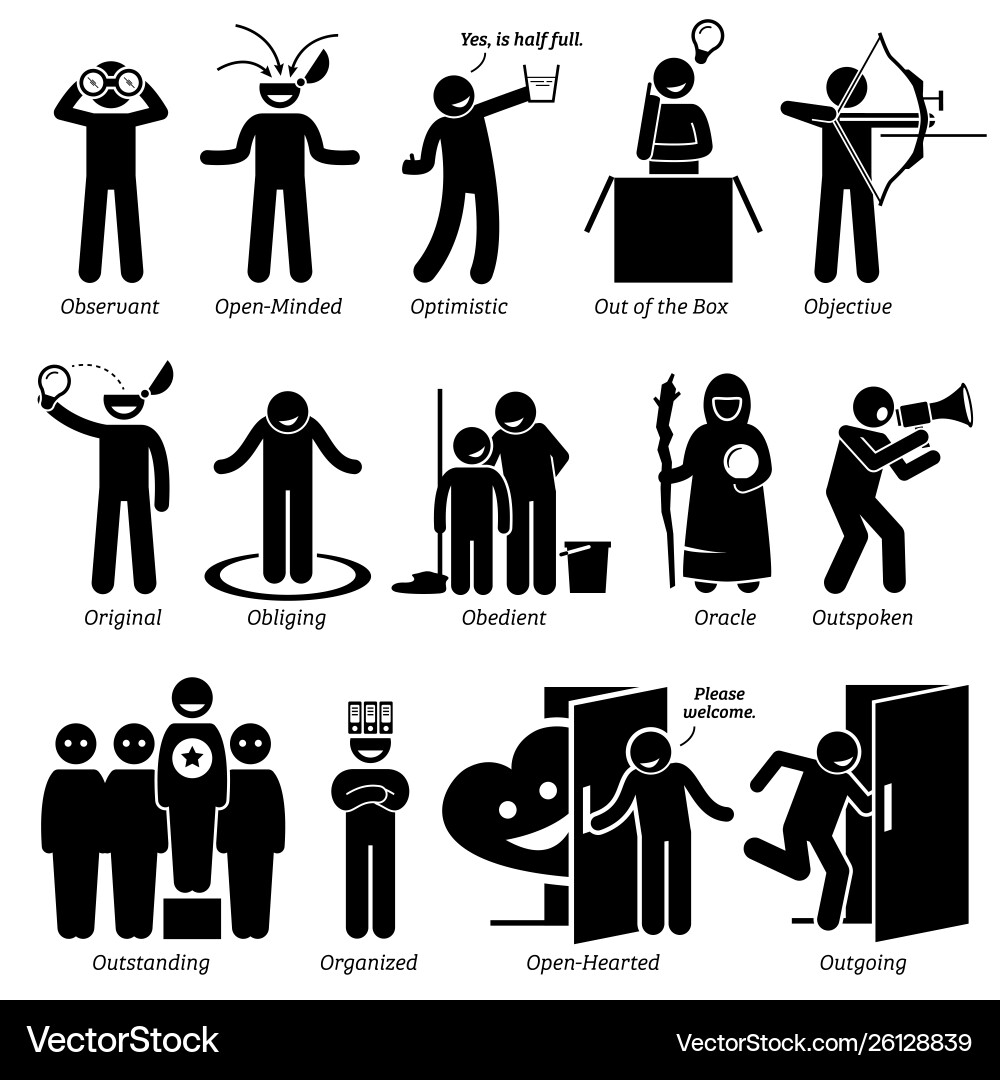Positive Character Traits Icons vector image