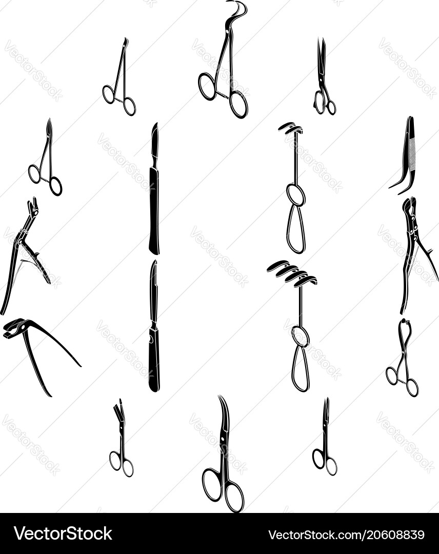 Surgeons tools icons set simple style Vector Image