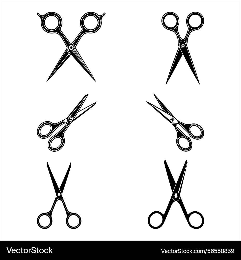 Vintage scissors collection with unique handle Vector Image