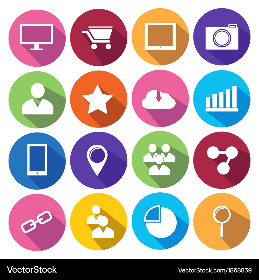 Web icons set in flat design Vector Image