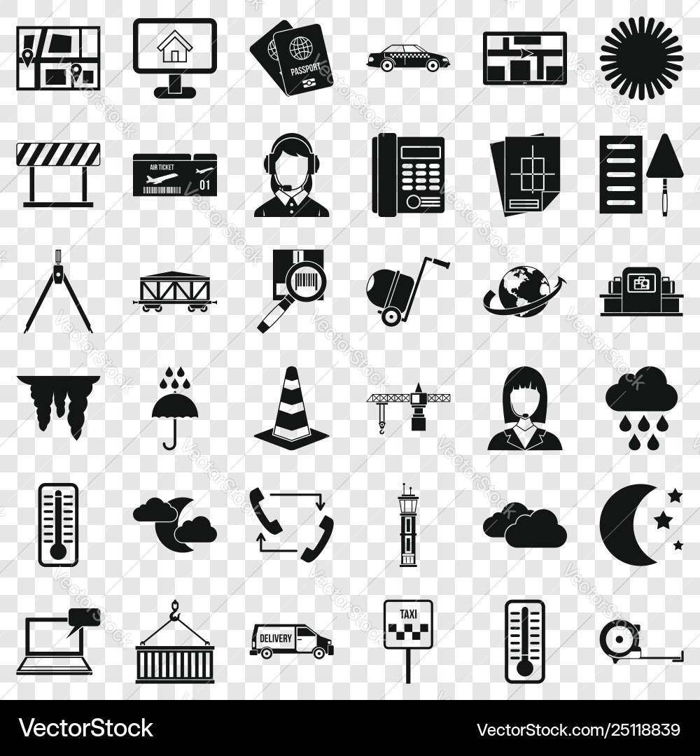 Woman operator icons set simple style Vector Image