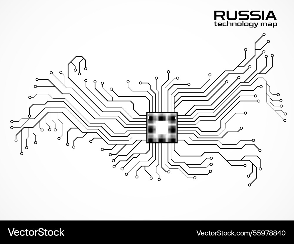 Abstract russia map with cpu circuit board Abstract russia map with cpu circuit board Vector Image
