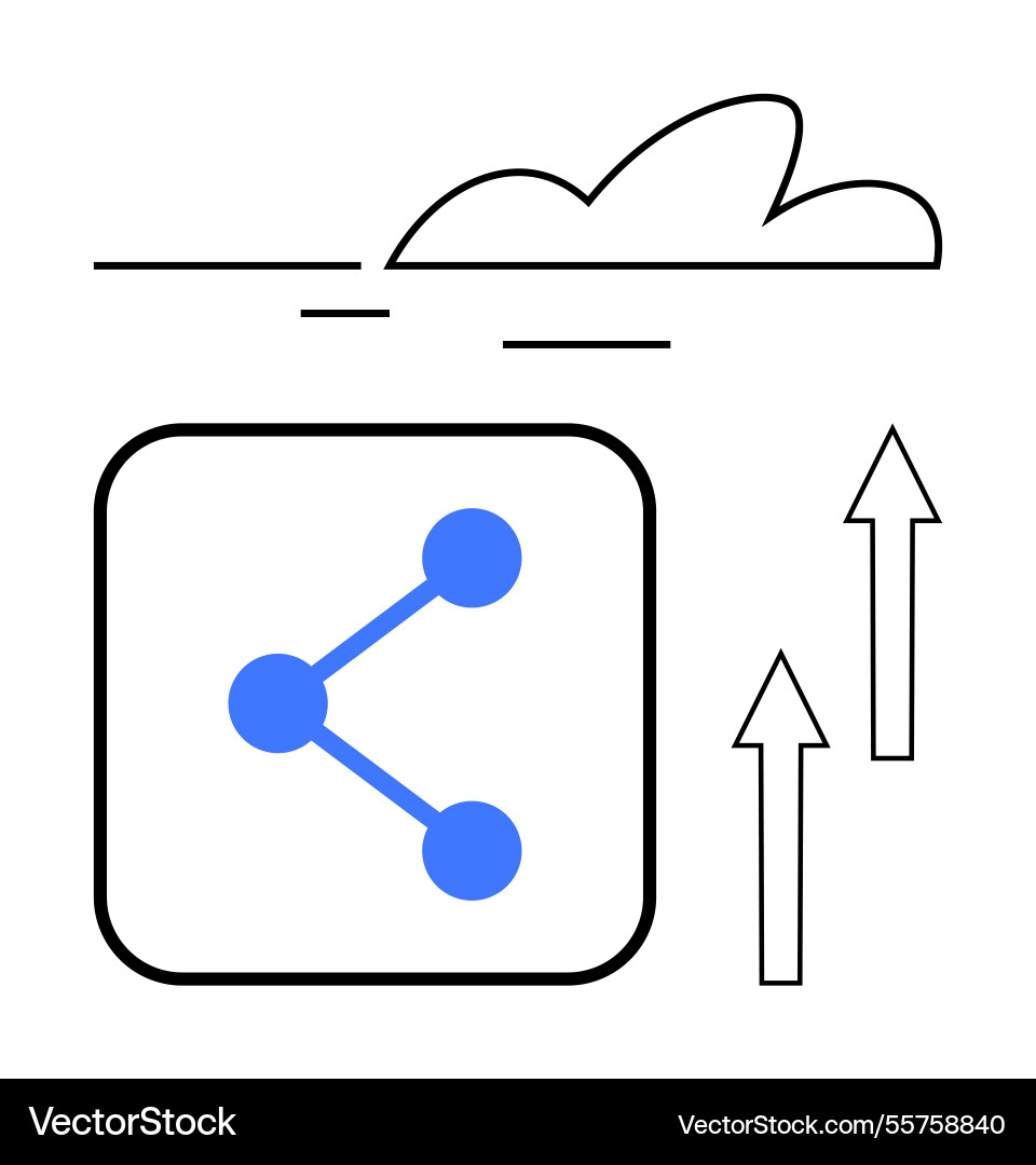 Cloud upload and sharing concept with arrows Cloud upload and sharing concept with arrows vector image