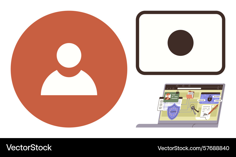 Cybersecurity concepts with user profile webcam Cybersecurity concepts with user profile webcam vector image