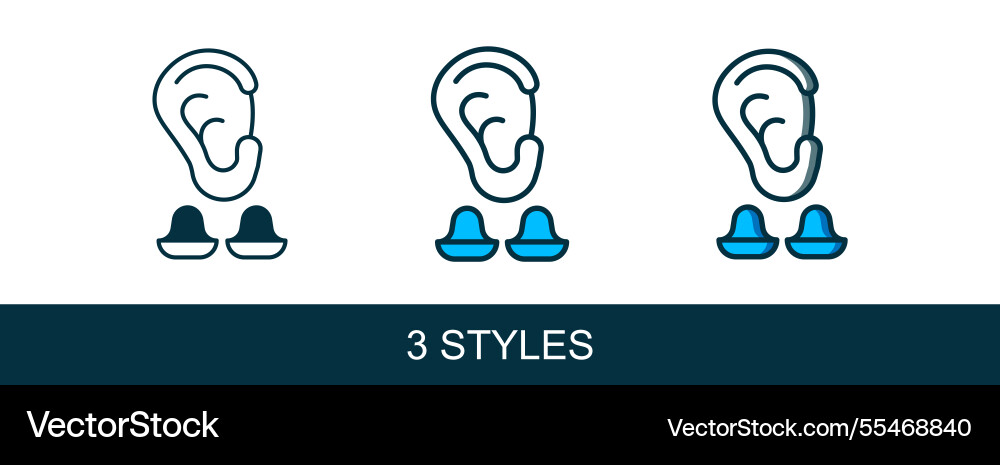 Filled outline earplugs and ear icon isolated Filled outline earplugs and ear icon isolated vector image
