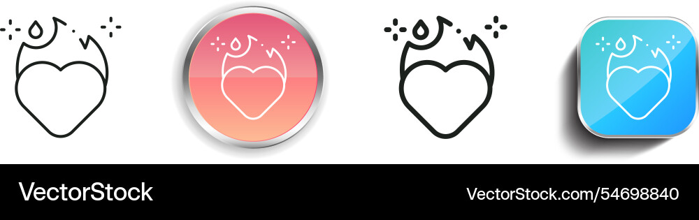 Heart icon thin linear regular and button style vector image