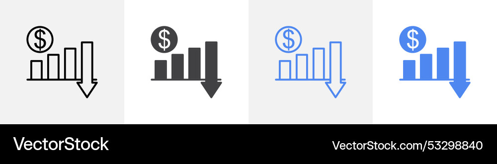 Money value decrease icon set use for web ui Vector Image