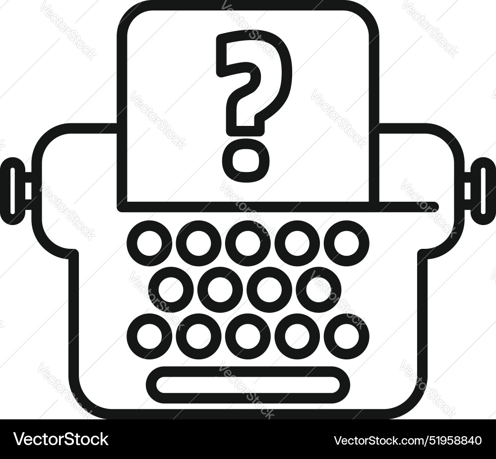 Old typewriter showing question mark on paper Old typewriter showing question mark on paper vector image