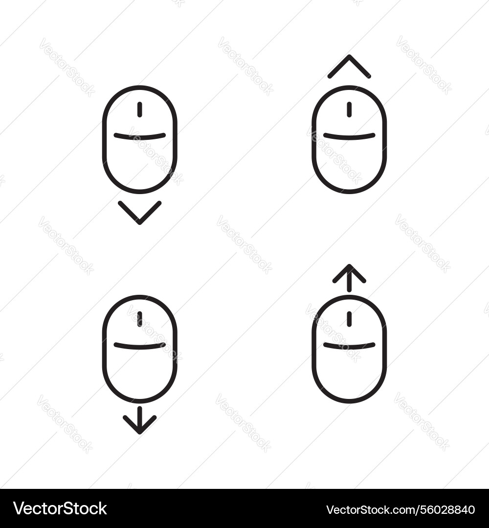 Scroll mouse icon set down and up Scroll mouse icon set down and up vector image