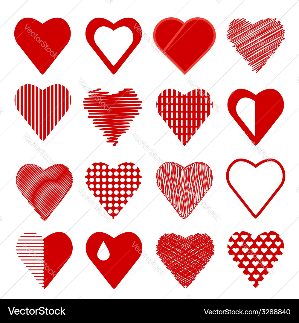 Set of heart icons Vector Image