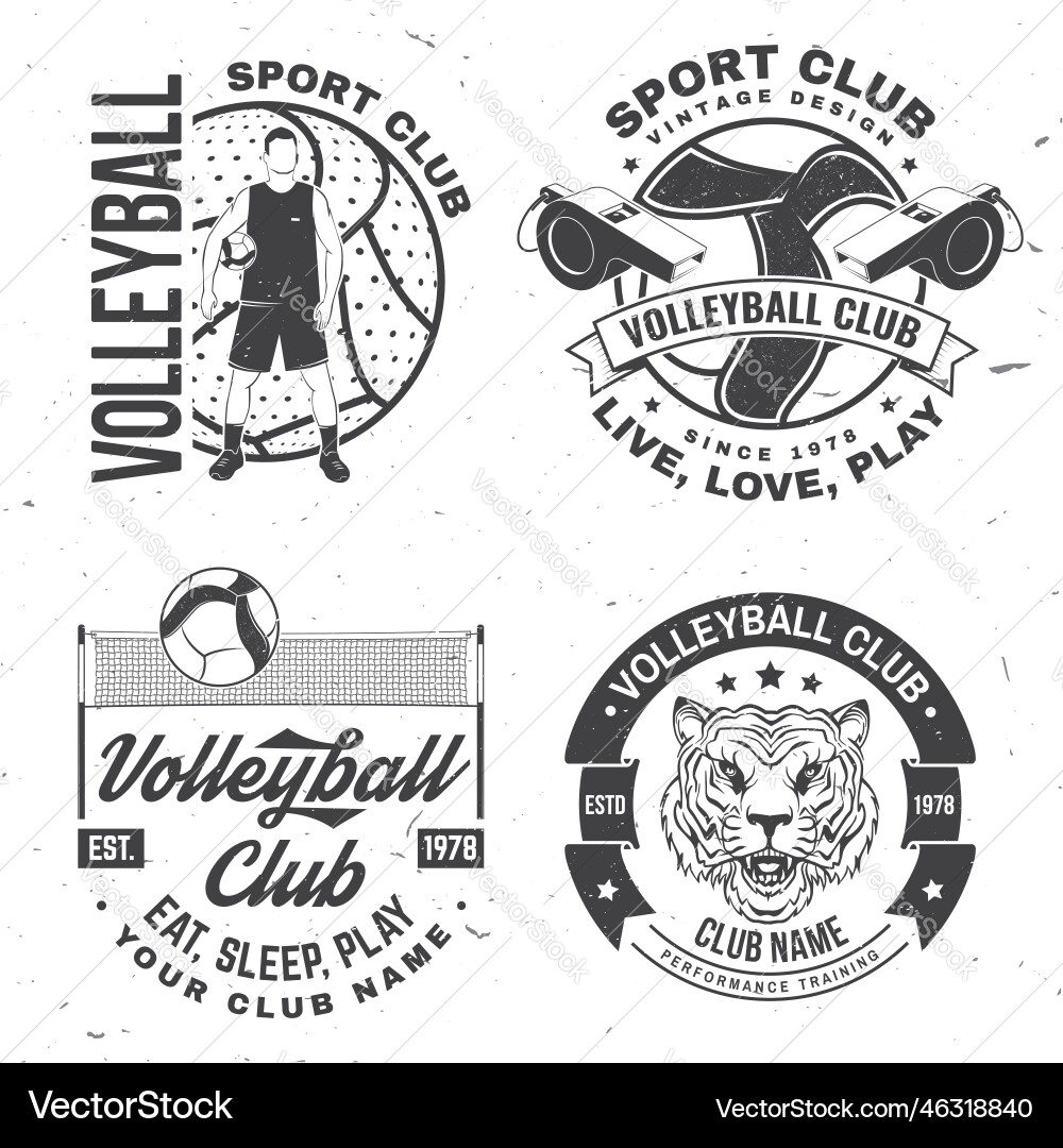 Set of volleyball club badge logo design Set of volleyball club badge logo design Vector Image