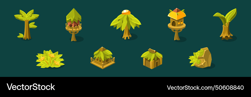 Tropical jungle design element and object Tropical jungle design element and object Vector Image