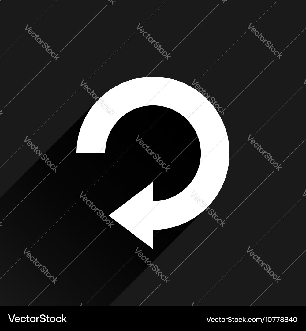 White arrow icon reload on black background Vector Image