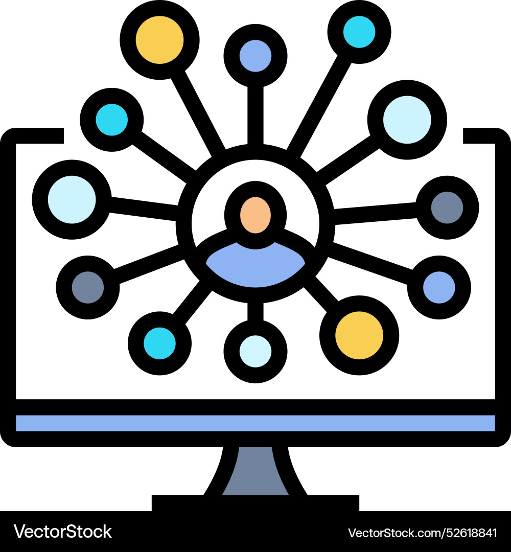 Attendee networking virtual conference color icon Attendee networking virtual conference color icon vector image