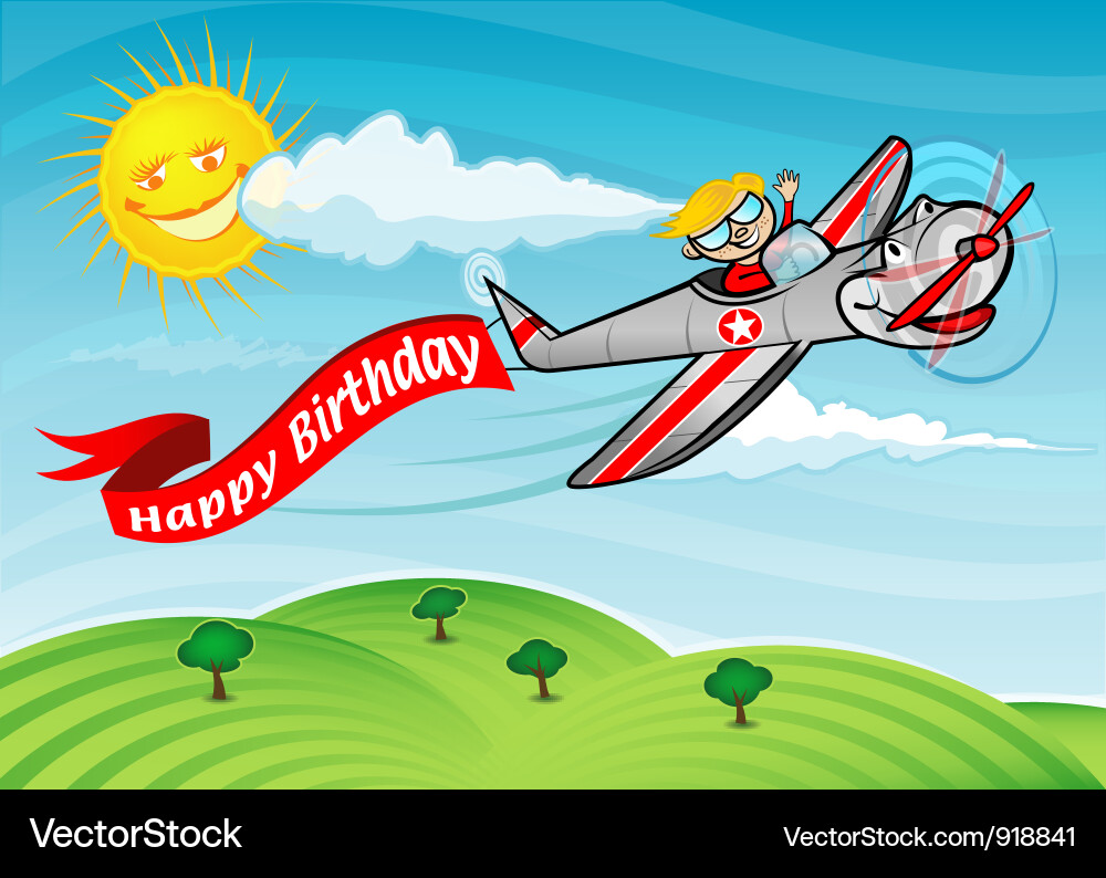 Alles Gute zum Geburtstag Flugzeug Lizenzfreies Vektorbild
