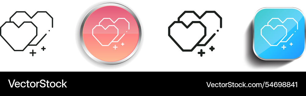 Heart icon thin linear regular and button style vector image
