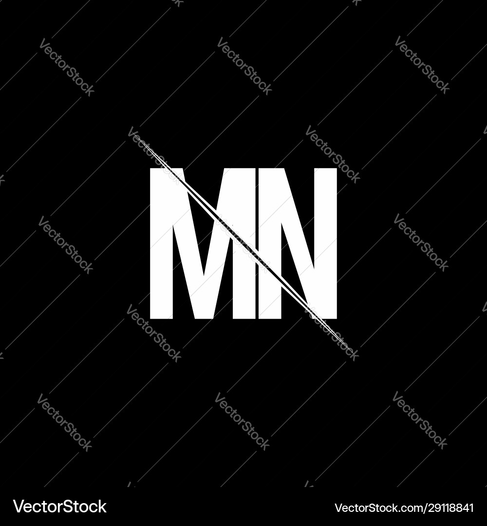 Mn logo monogram with slash style design template Mn logo monogram with slash style design template Vector Image
