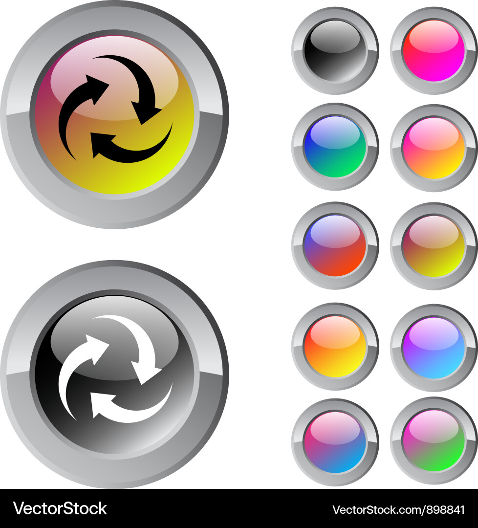 Recycle multicolor round button vector image