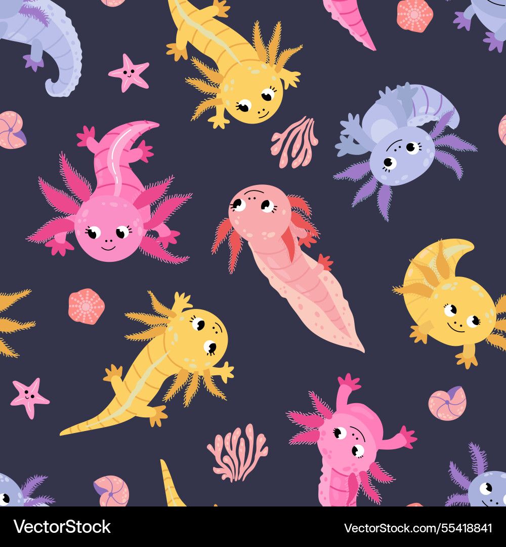 Seamless pattern with axolotl design for fabric Vector Image