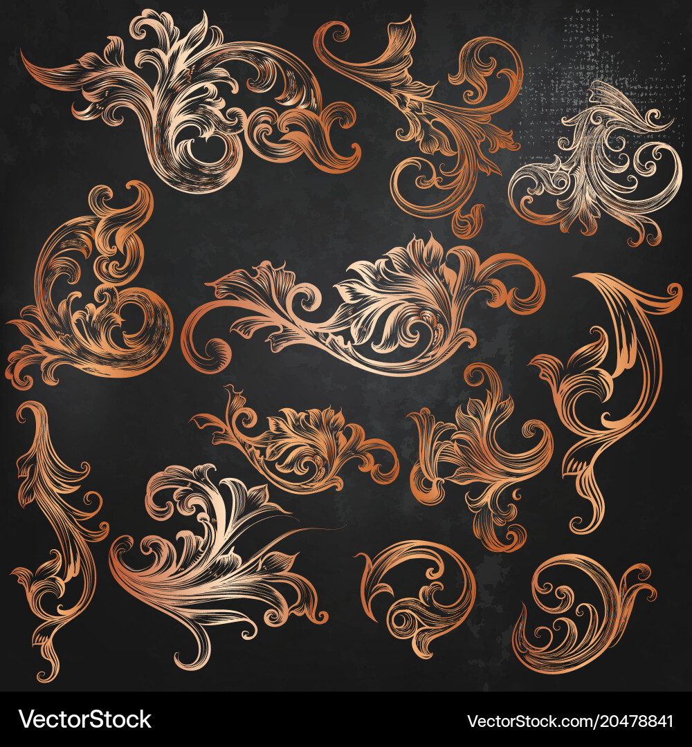 Set of calligraphic elements for design vector image