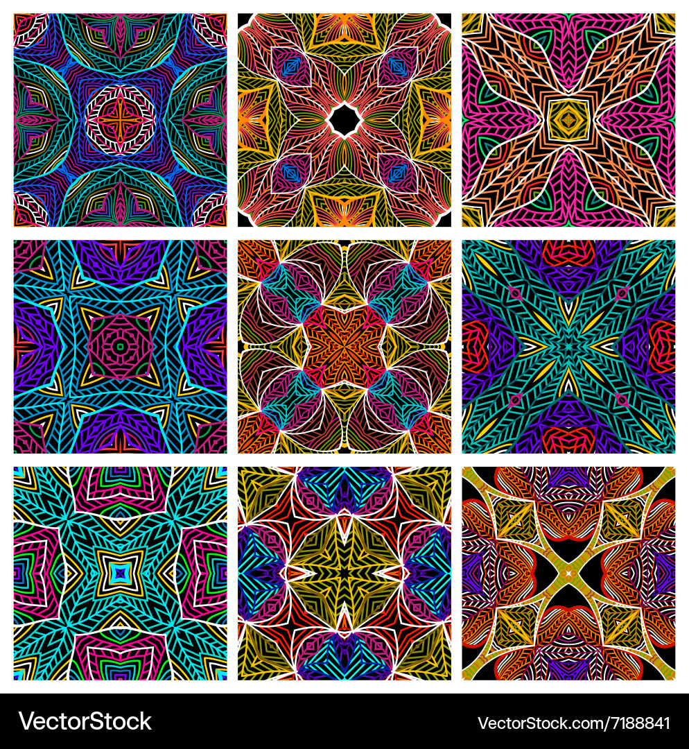 Set of retro seamless patterns geometric shapes vector image
