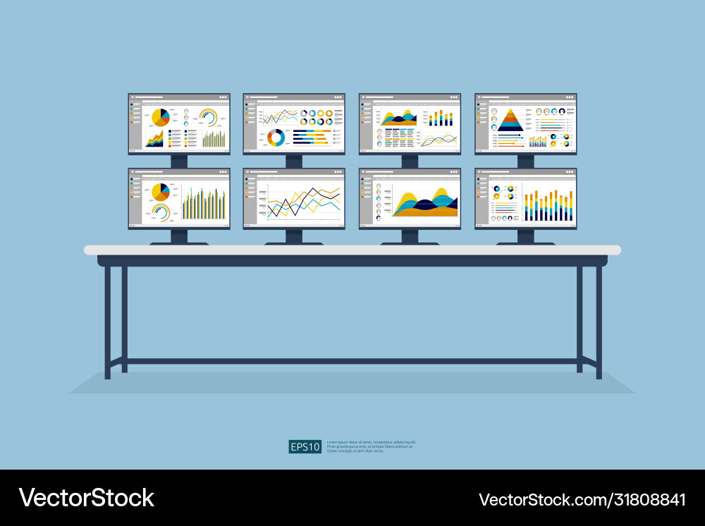 Stock market database information graph in data Stock market database information graph in data vector image