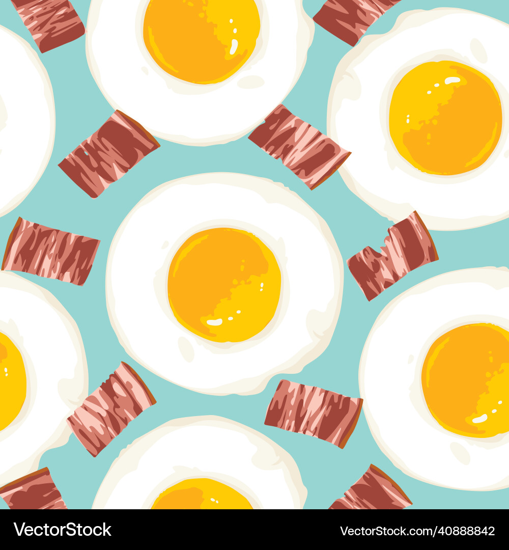 Breakfast seamless pattern with eggs and bacon Breakfast seamless pattern with eggs and bacon vector image