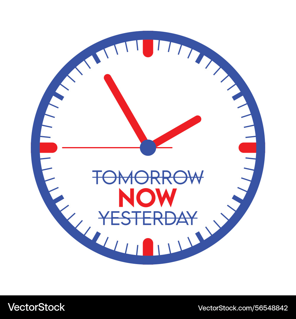 Clock time management concept with text isolated vector image