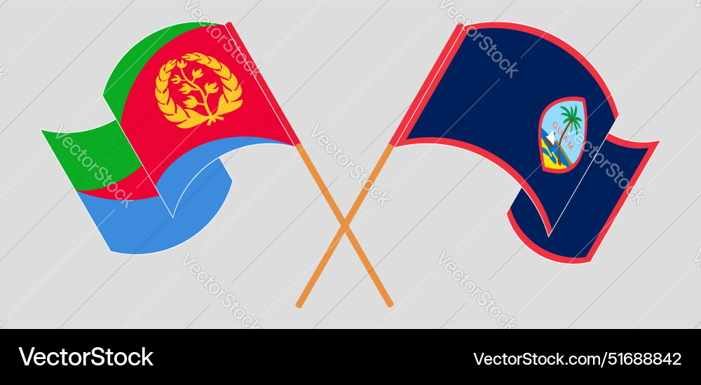 Crossed and waving flags of eritrea guam Crossed and waving flags of eritrea guam Vector Image