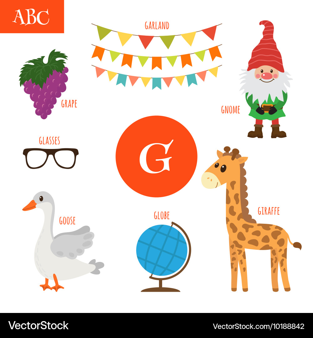 Cute Giraffe Alphabet G Kids Learning Vector Image