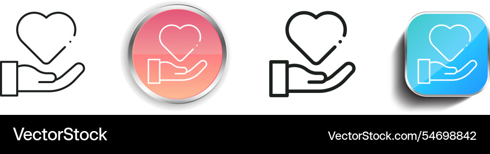 Heart icon thin linear regular and button style Heart icon thin linear regular and button style Vector Image