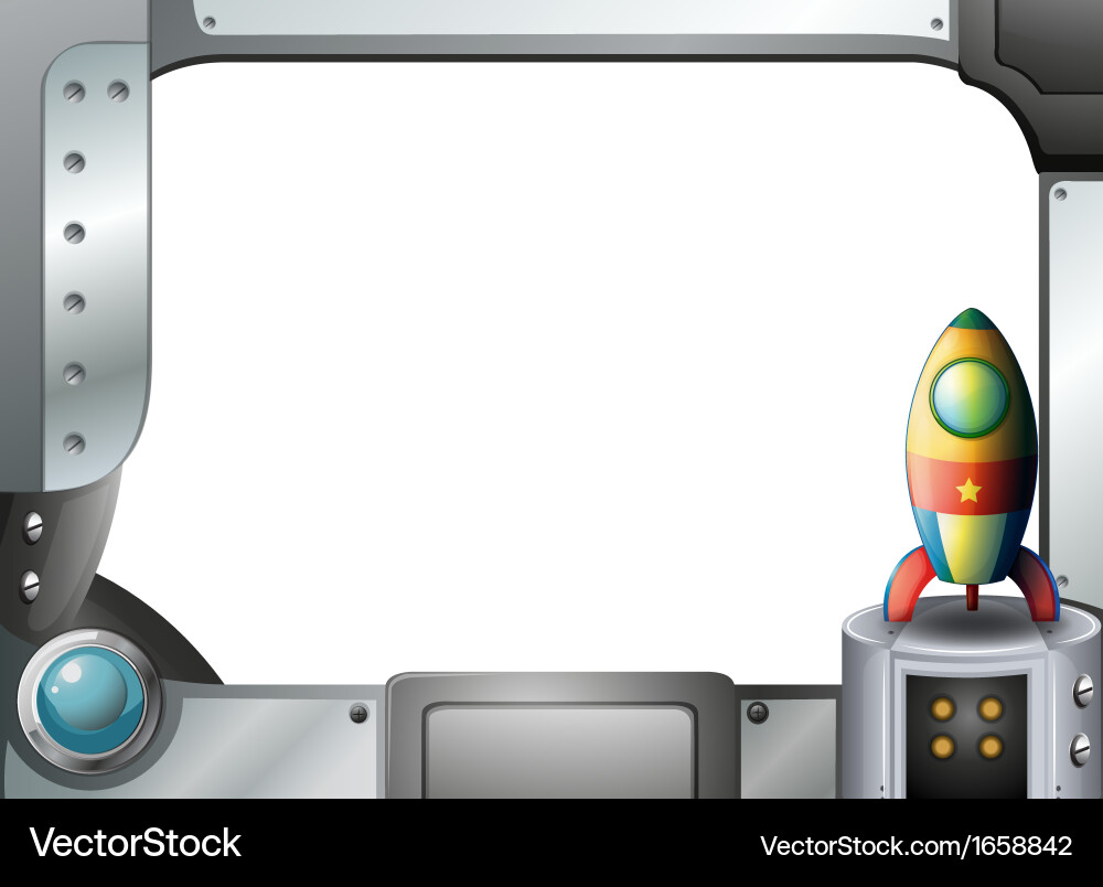 Metallic Spaceship in Frame vector image