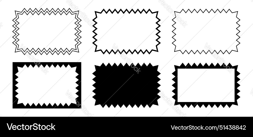 Set of rectangle frames and shapes with zigzag vector image