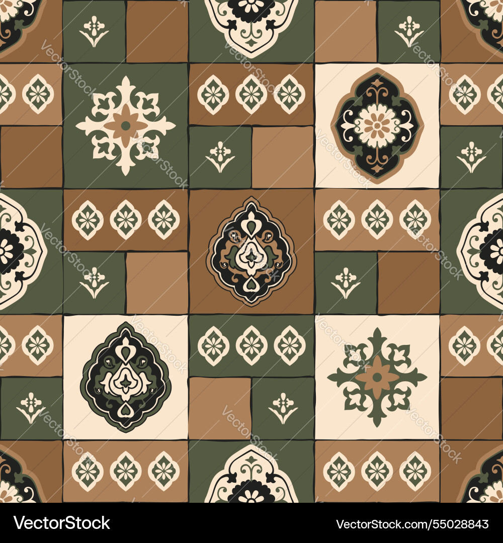 Background with flowers in patchwork style pattern Background with flowers in patchwork style pattern vector image
