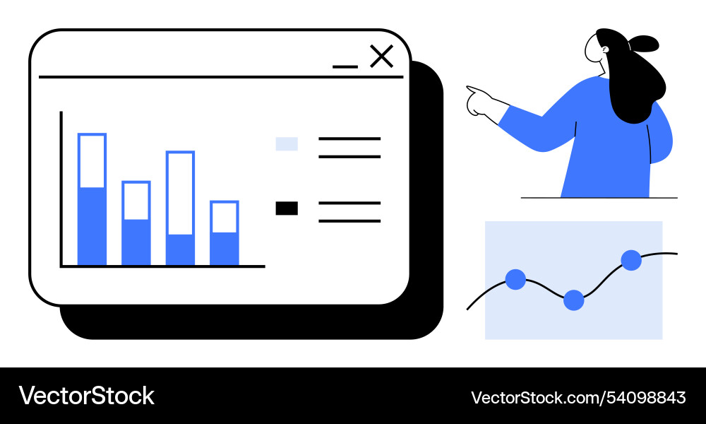 Data presentation and analysis with bar line Vector Image