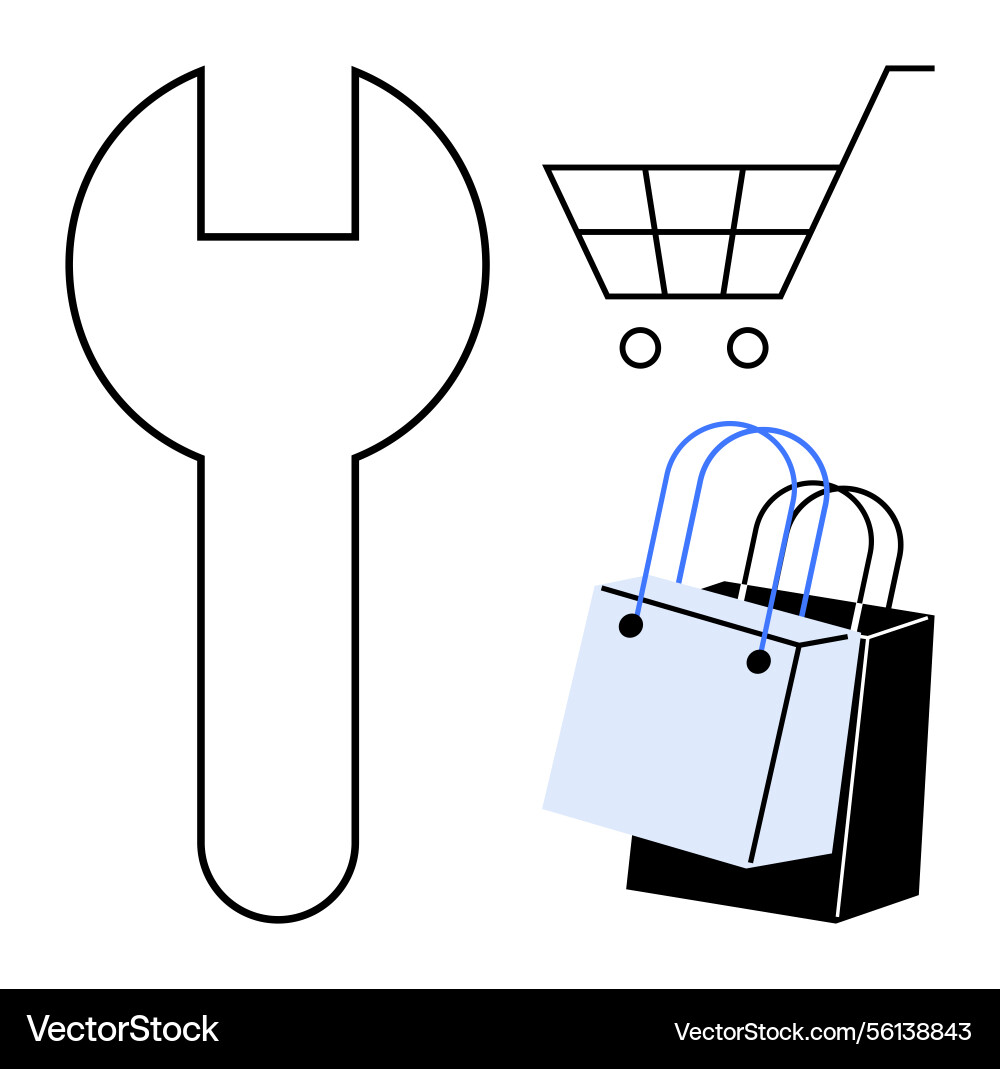 Essential tools and shopping elements representing Essential tools and shopping elements representing vector image